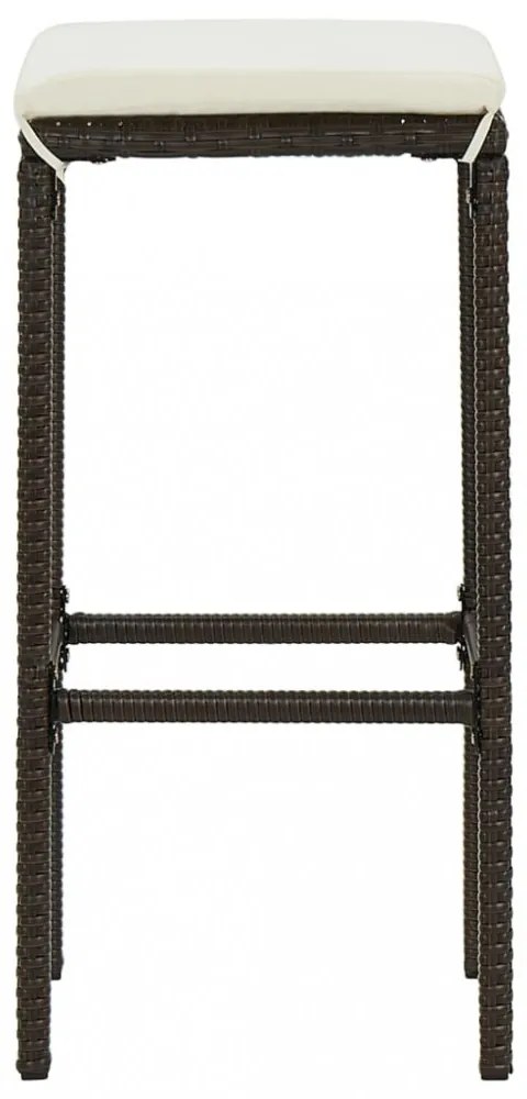 5 darabos barna polyrattan kerti bárszett párnákkal