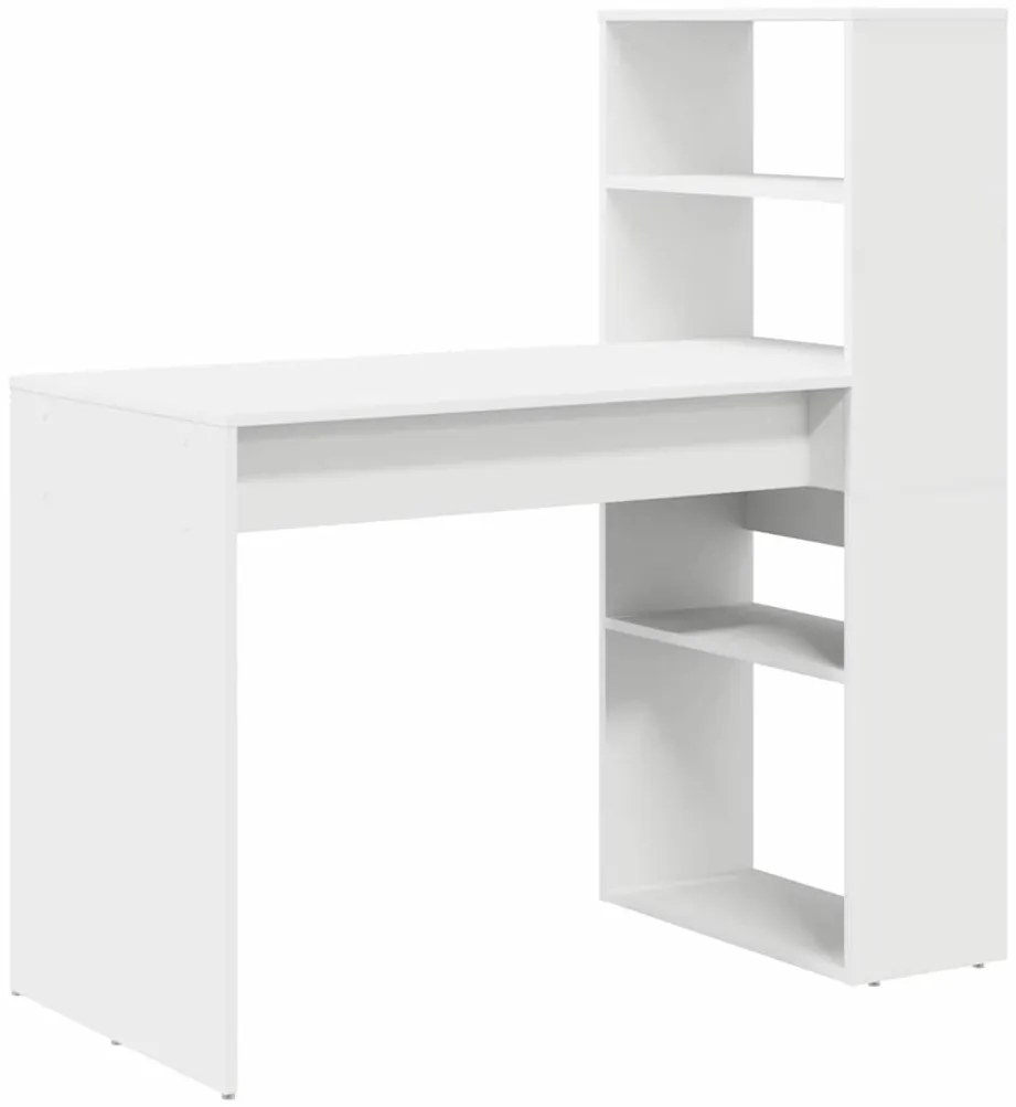 Asztal polcokkal tárolóval Fehér 113 x 54 x 120 cm Faanyag