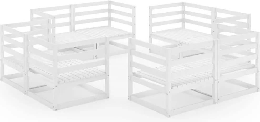 vidaXL 8 részes fehér tömör fenyőfa kerti bútorgarnitúra