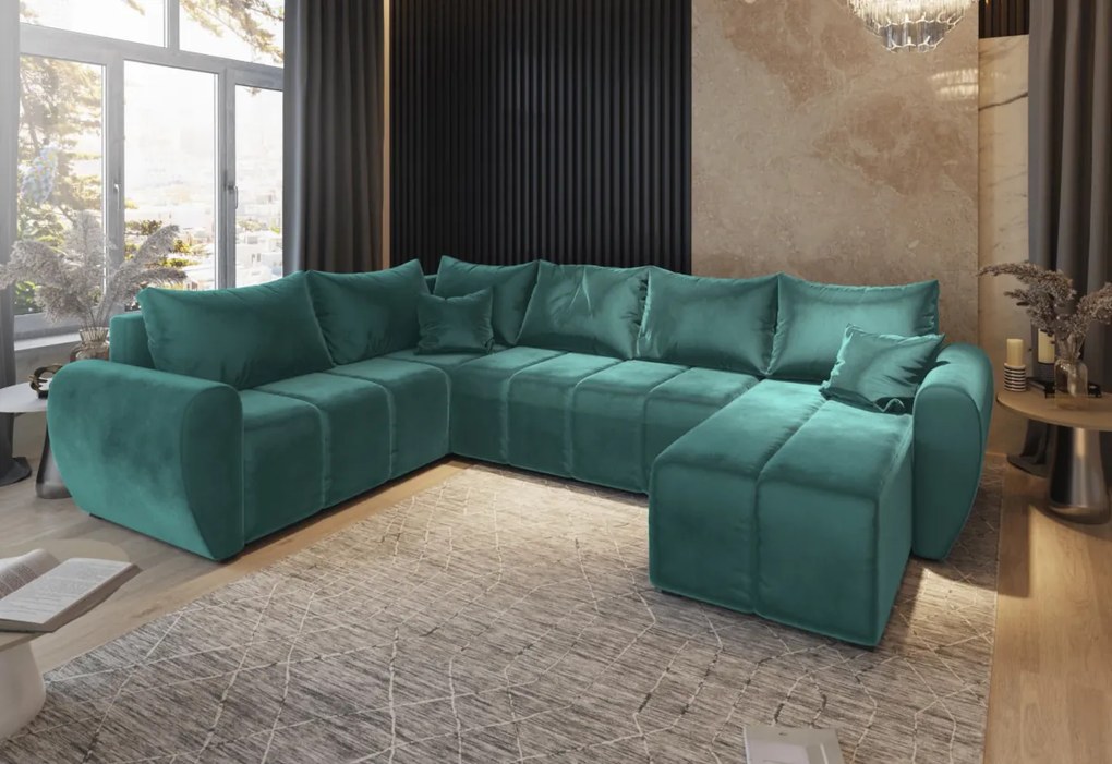 MOLISA 2 ágyazható U alakú ülőgarnitúra, 303x82x208, Kronos 05, jobb