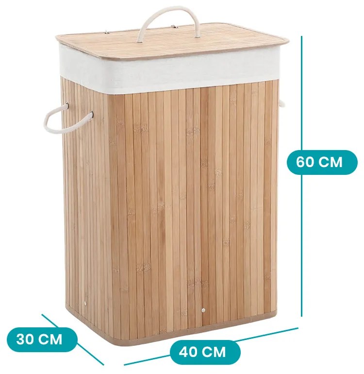 Bambusz szennyestartó, 40 x 30 x 60 cm