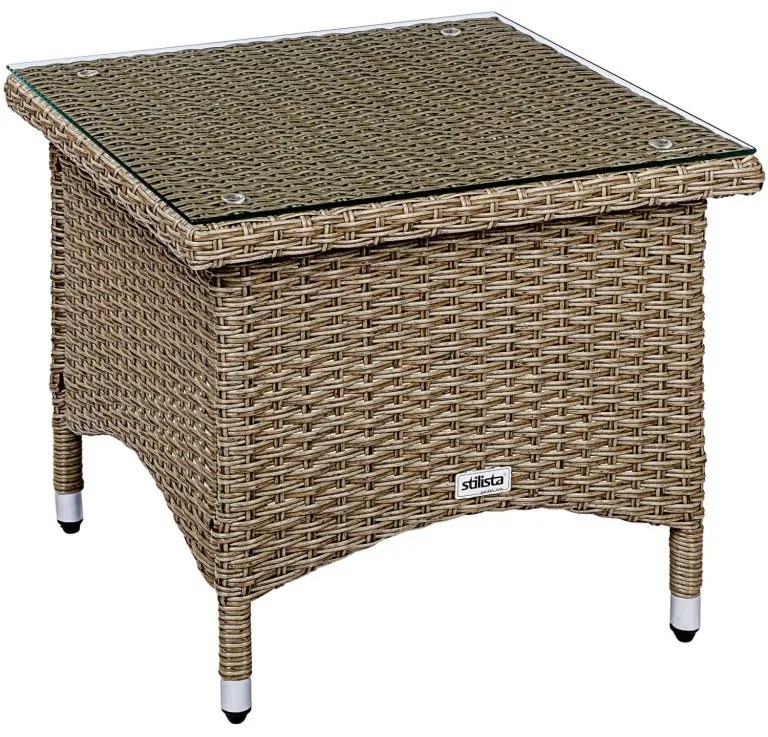 STILISTA Kerti asztal polyrattan 50 x 50 cm krém