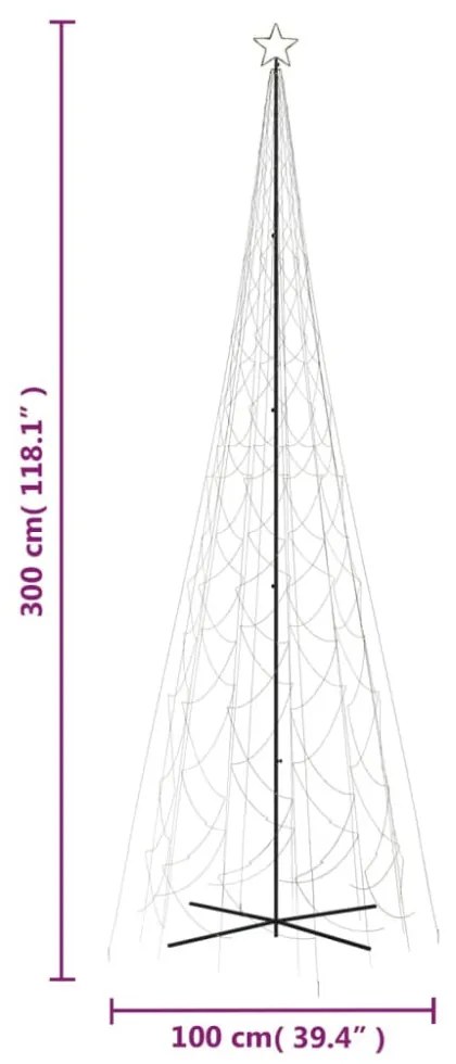 kúp alakú karácsonyfa 3000 meleg fehér LED-del 230 x 800 cm