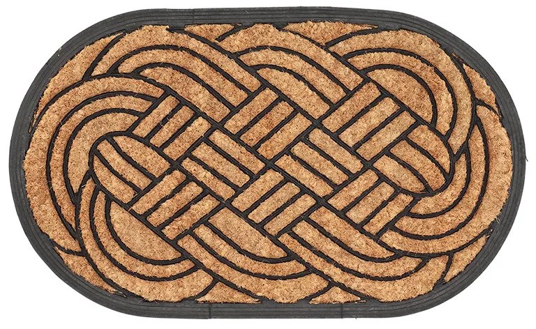 Szőtt mintás gumi és kókuszrost lábtörlő, 75 x 45 cm