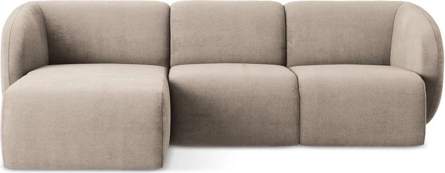 Világosbarna zsenília sarokkanapé (bal oldali-heverő résszel) Lani – Makamii