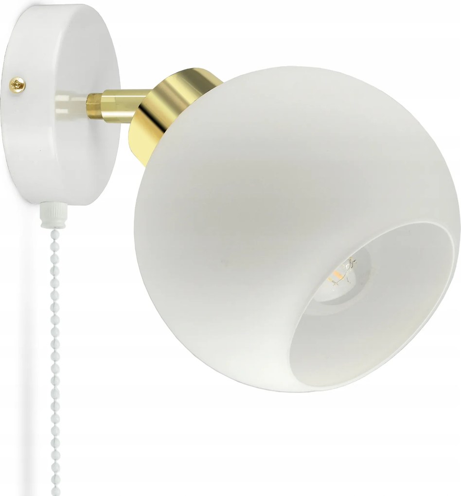 Fali lámpa Fehér üveg gömb fehér üveg KW1 Led E27 kapcsoló