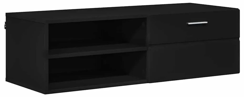 TV szekrény fiókkal polcokkal Fekete 100.5 x 39 x 30 cm Faanyag