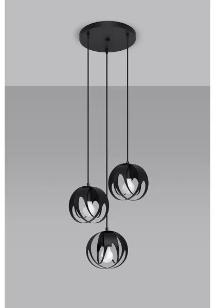 Sollux SL.1088 - Csillár zsinóron TULOS 3xE27/60W/230V fekete