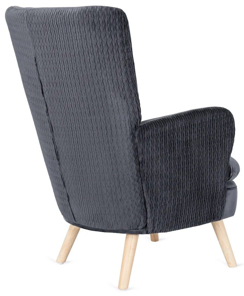 Füles Fotel Szürke Bársony Kárpittal. SANTOS