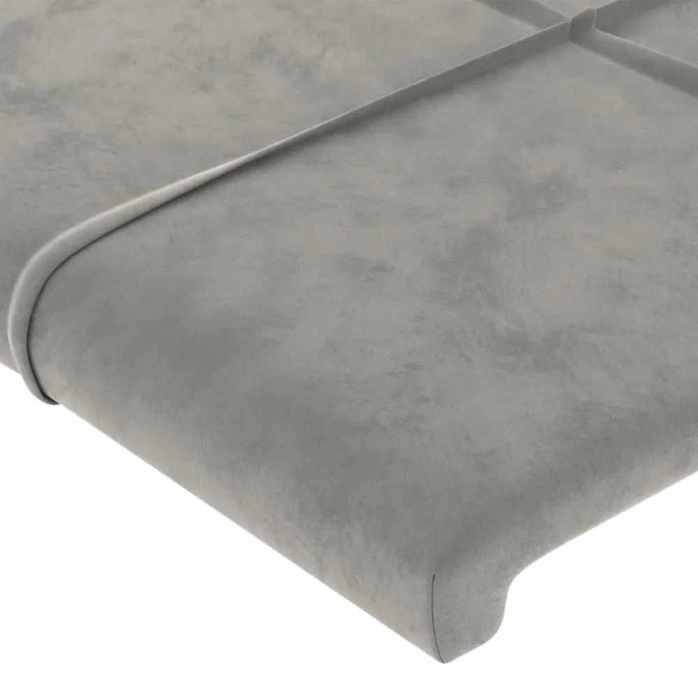 világosszürke bársony LED-es fejtámla 200x5x78/88 cm