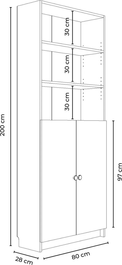 Könyvespolc, sonoma tölgy, 80 cm – Bili5