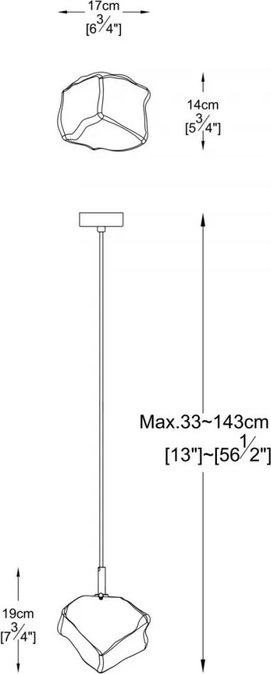 ZUMA LINE P0488-01F-F4FZ ROCK Egyágú Függesztett Lámpa Üveg G9 IP20