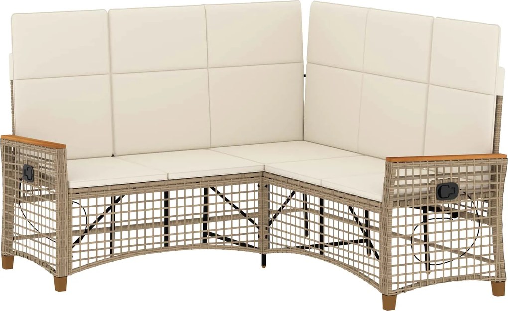 vidaXL Kerti dönthető kanapé szett Állítható Beige és Krémszínű