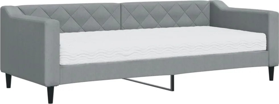 vidaXL világosszürke szövet kanapéágy matraccal 80 x 200 cm