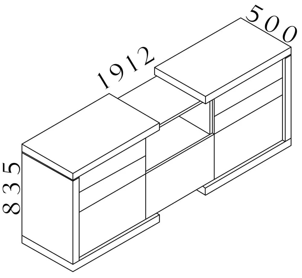 Lineart alacsony szekrény 191,2 x 50 x 83,5 cm, bodza sötét / fehér