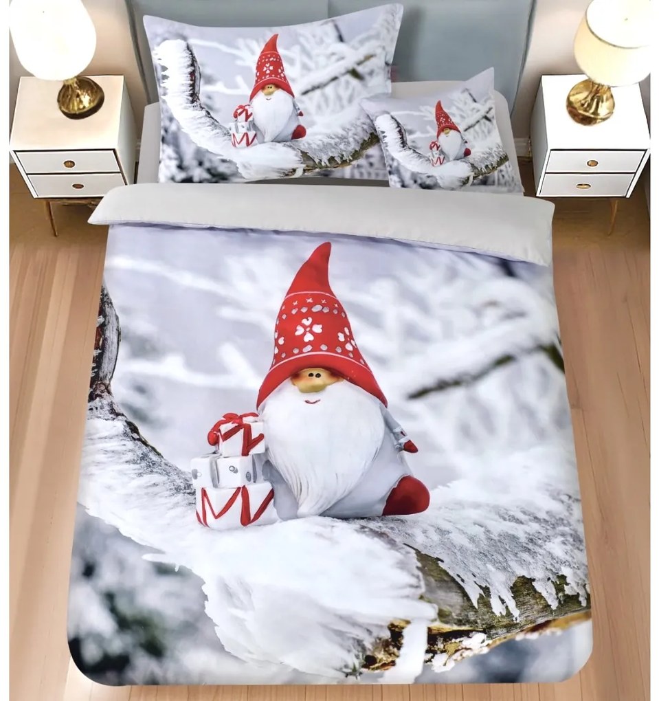 3 részes ágyneműgarnitúra 3D Gnome szürke 200x140cm+90x70cm TiaHome