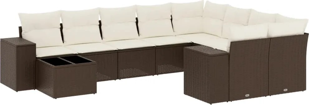 vidaXL 10 részes barna polyrattan kerti ülőgarnitúra párnákkal
