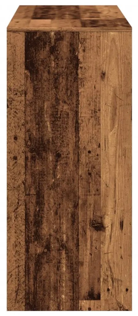 antik fa színű szerelt fa bárasztal polccal 124 x 46 x 103,5 cm