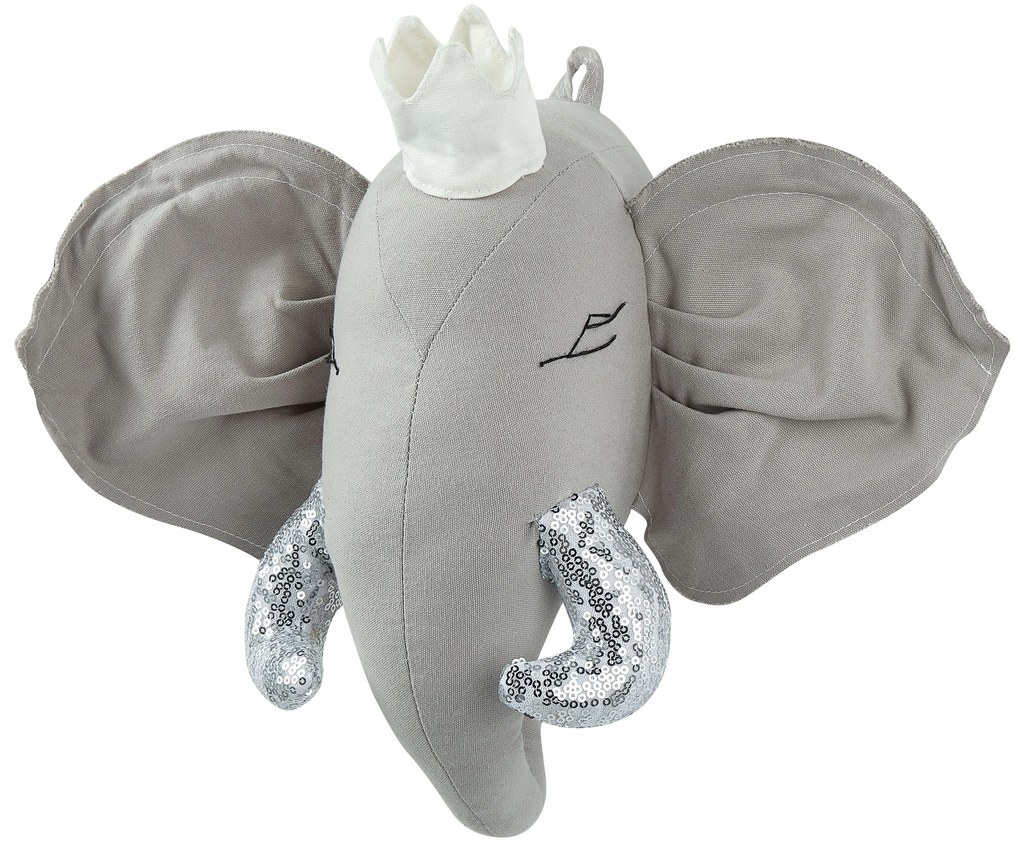 Szürke plüss elefánt fali dekoráció 39 x 33 cm TANTOR Beliani