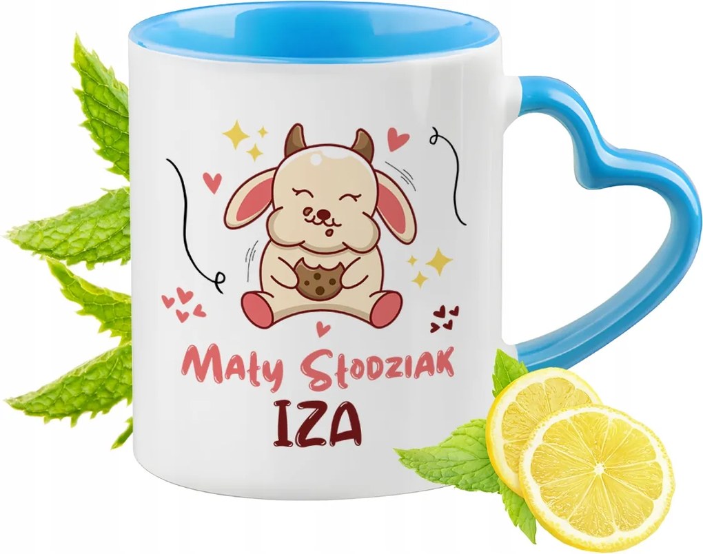 Kék bögre szív alakú füllel Iza számára Ideális Ajándék