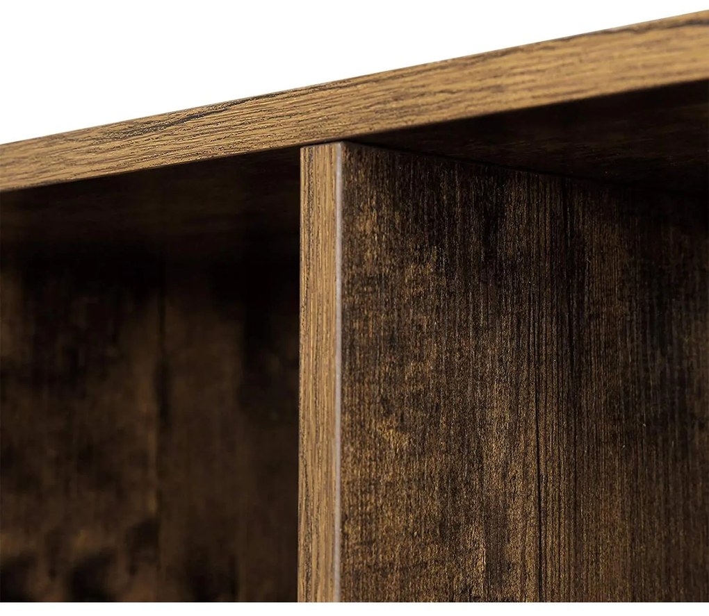 Könyvespolc, 10 kockás tároló, 129,5 x 29 x 129,5 cm, rusztikus barna