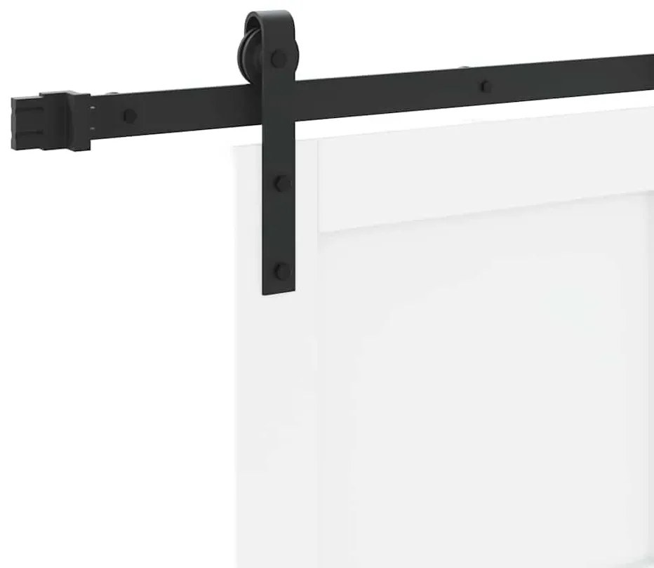 Csúszó Ajtó Fehér és fekete 83 x 202 cm Tömör fenyő és acél