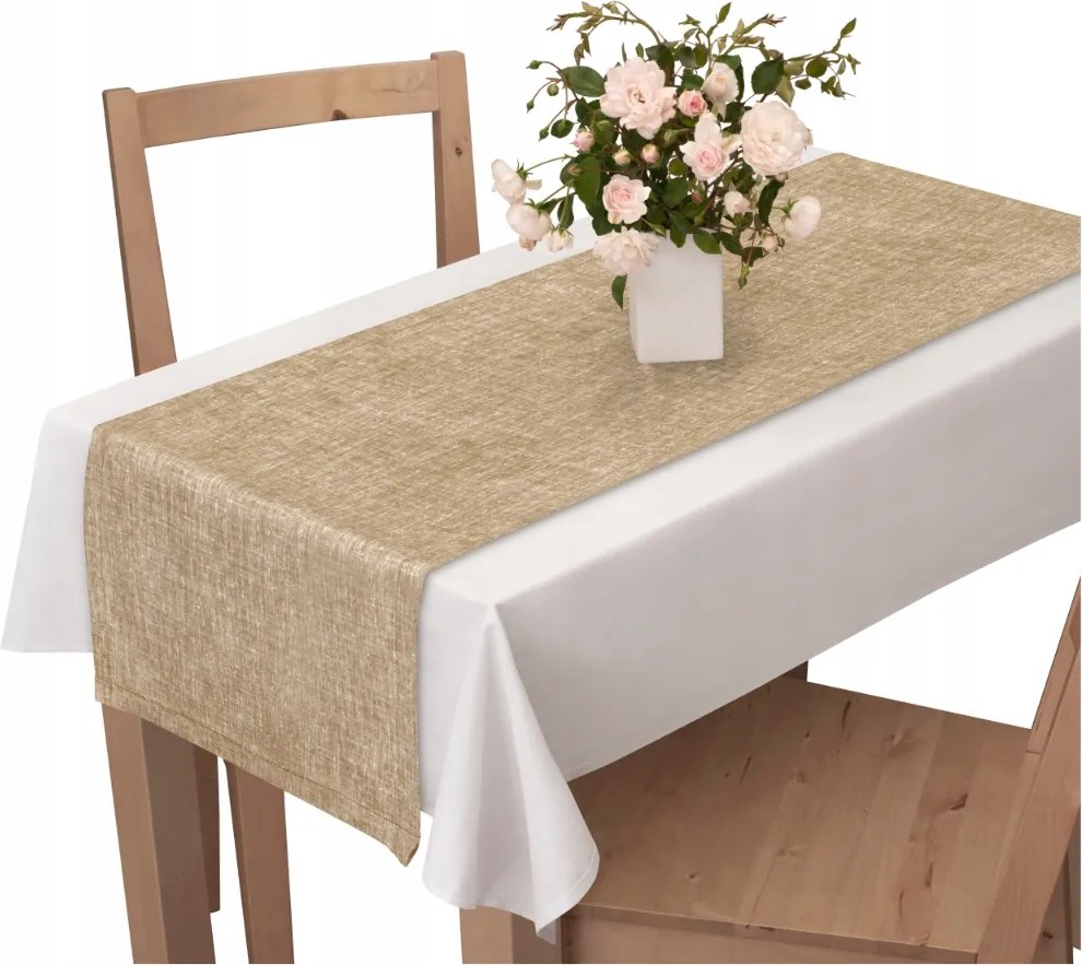 Asztalterítő 40X110 Lenvászon Mintás Bézs