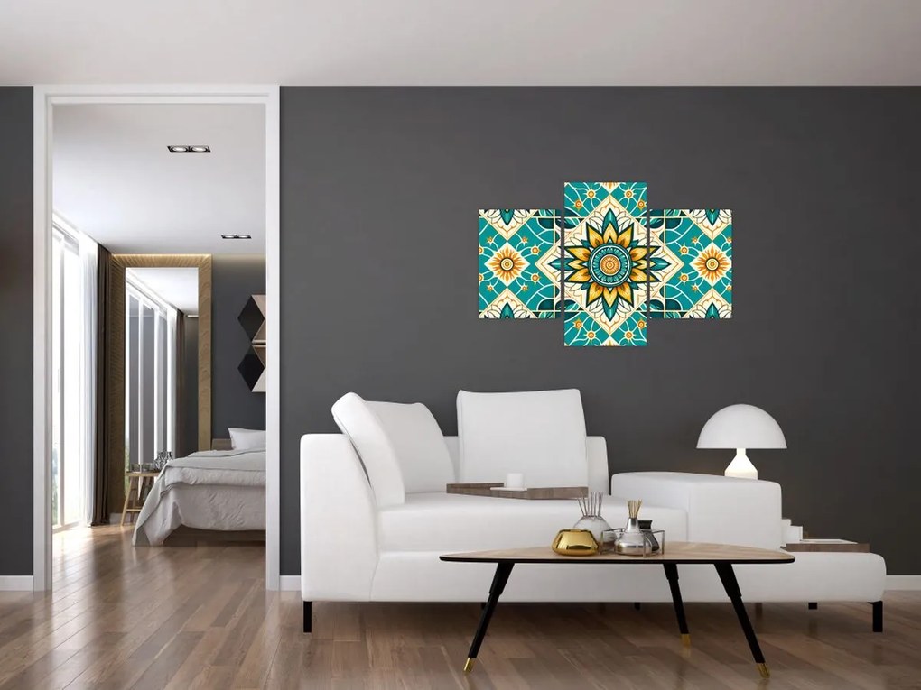 Kép - Türkiz minta (90x60 cm)