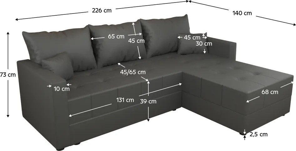 Univerzális ülőgarnitúra, szürke, DUAN ROH