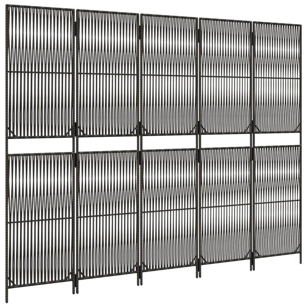 szürke 5-paneles polyrattan térelválasztó