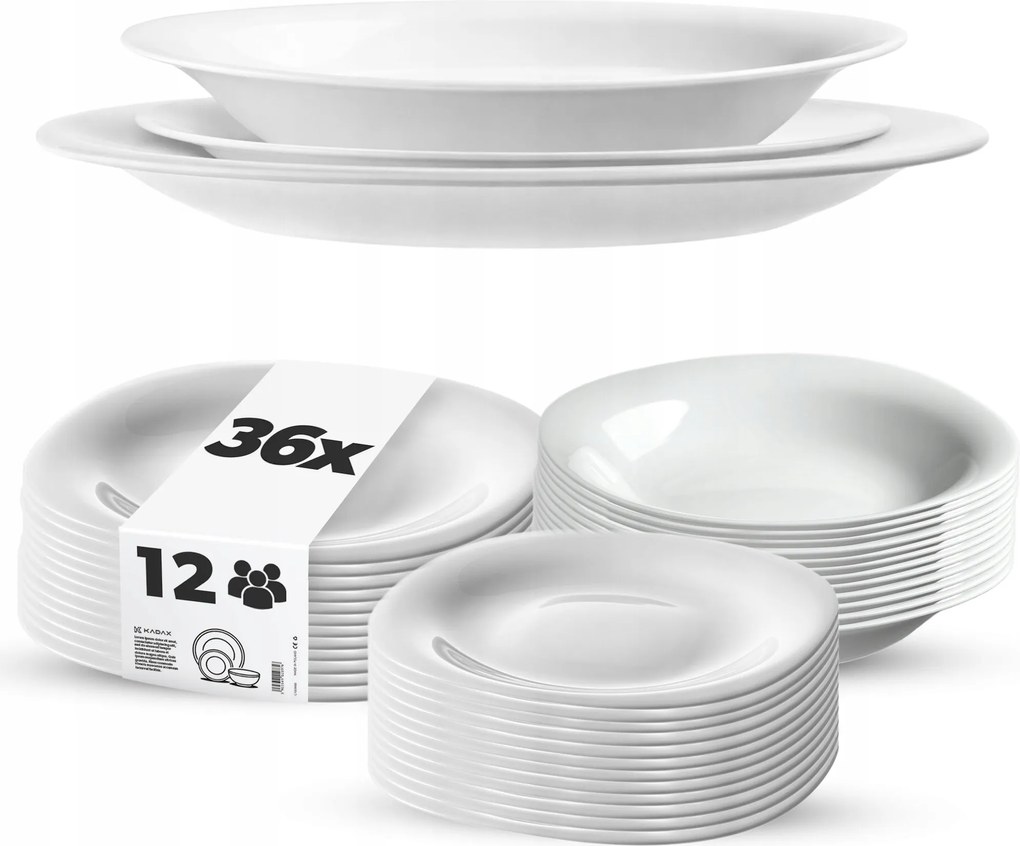 Étkészlet Tányér Készlet 36db-OS Tányér Szett Étkészlet Fehér