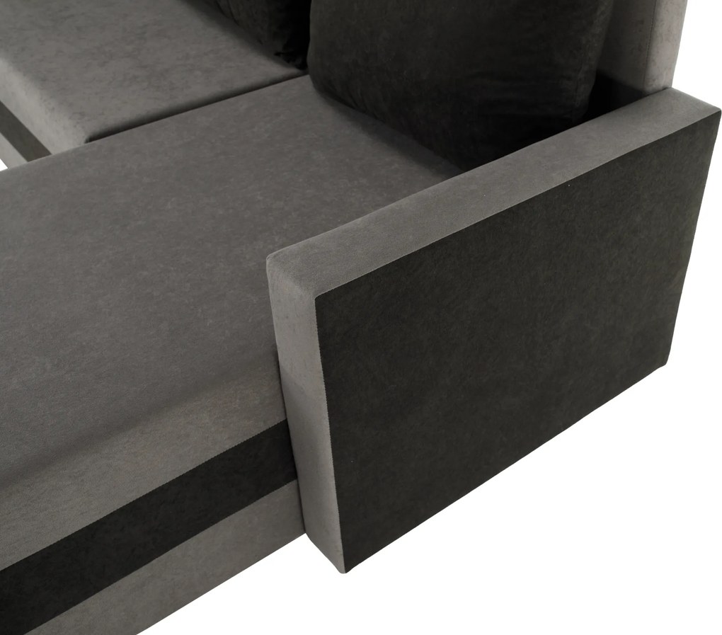 Univerzális ülőgarnitúra, szürke/fekete, PAULITA U