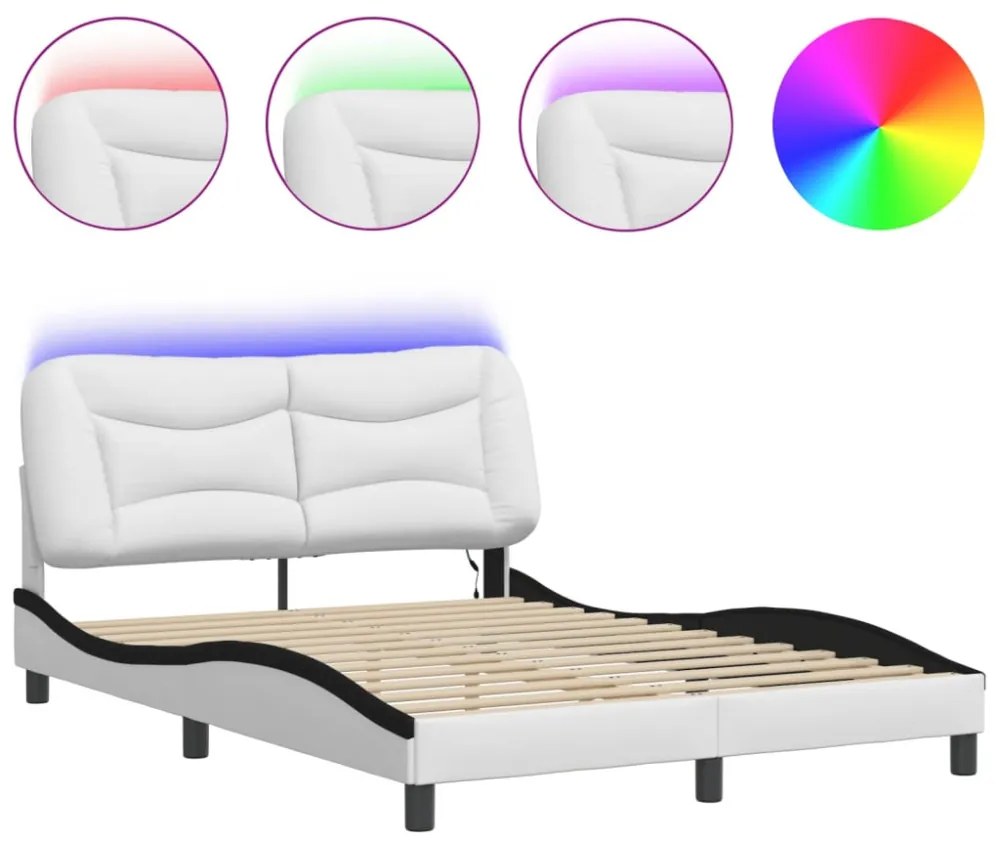 fehér és fekete ágykeret LED-ekkel matrac nélkül Hvar 140 x 200 cm