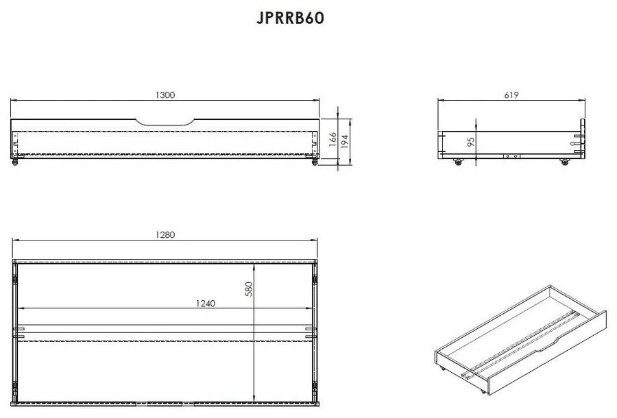 Fehér bővíthető borovi fenyő ágyneműtartós gyerekágy matraccal-ágyráccsal Jumper – Vipack