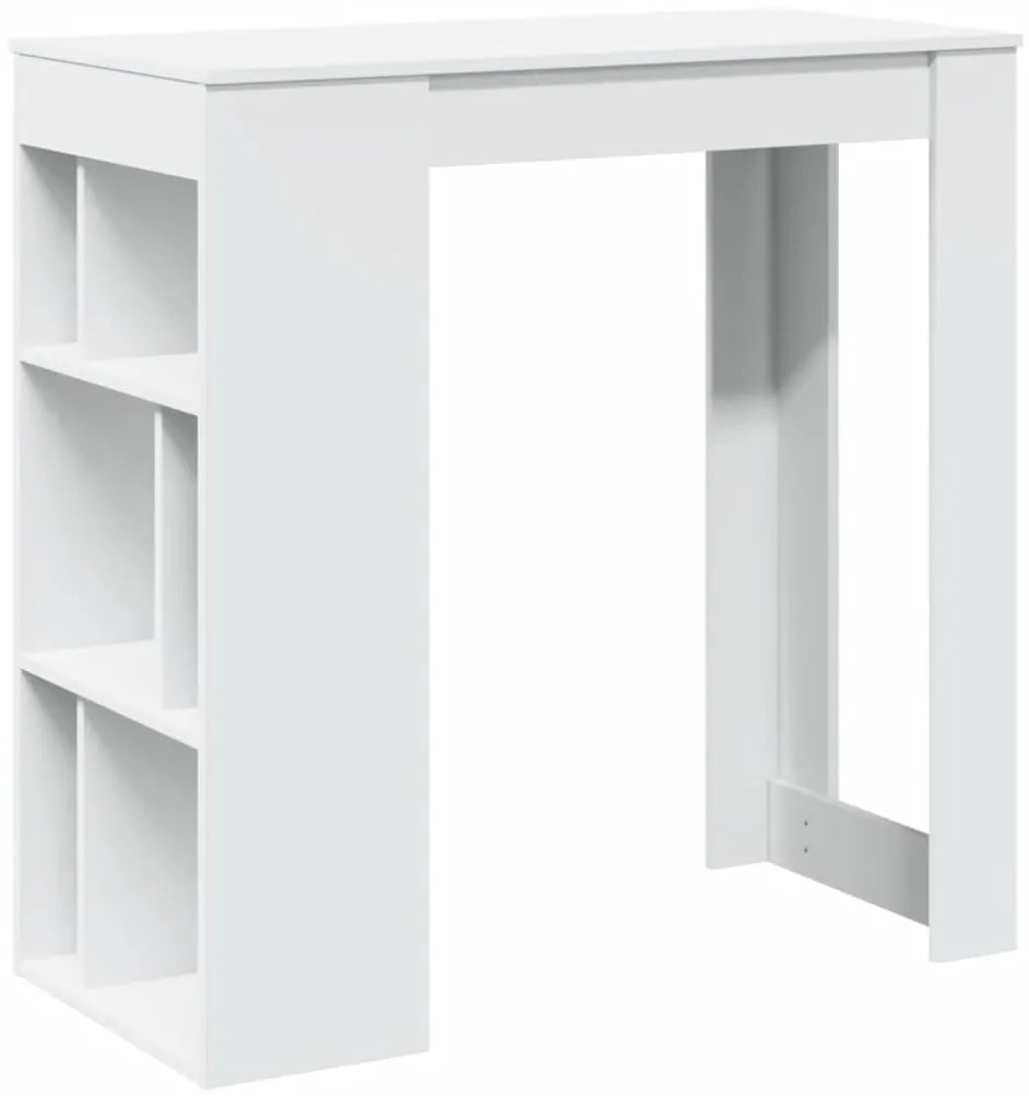 fehér szerelt fa tárolórekeszes bárasztal 102 x 50 x 103,5 cm