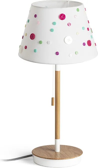 RENDL KEITH/DELISA stolní s USB bílá knoflíky/buk 230V LED E27 11W