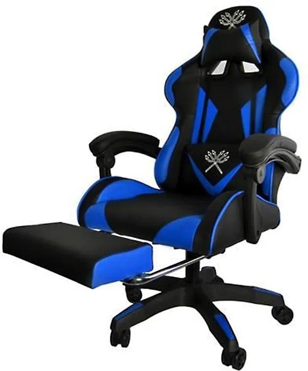 Gamer szék PRO, lábtartóval, kék színben