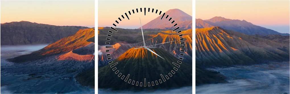 Kép a Bromo-hegyről Indonéziában (órával) (90x30 cm)