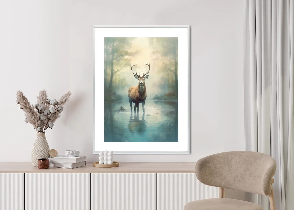 Kecses szarvas poszter - 50x70 cm, Fekete