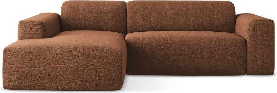 Terrakotta színű sarokkanapé (bal oldali-heverő résszel) Keli – Makamii