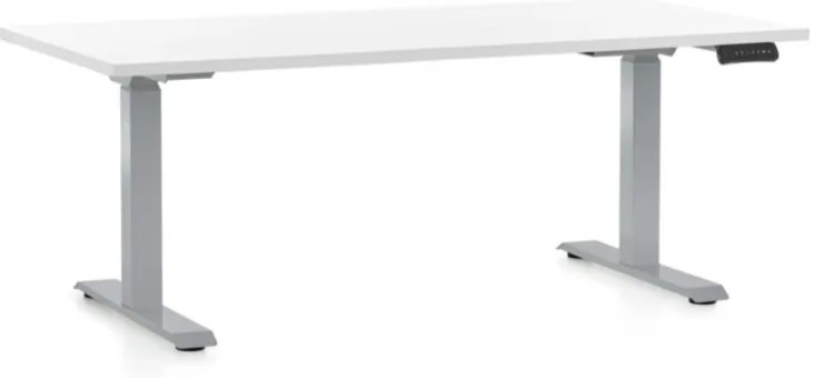 Állítható magasságú asztal OfficeTech D, 160 x 80 cm, szürke alap, fehér