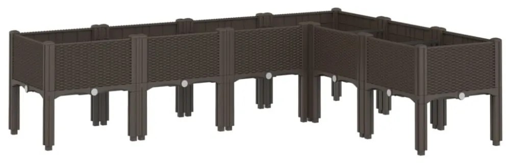 vidaXL barna PP rácsos kerti ültetőláda 160 x 120 x 42 cm