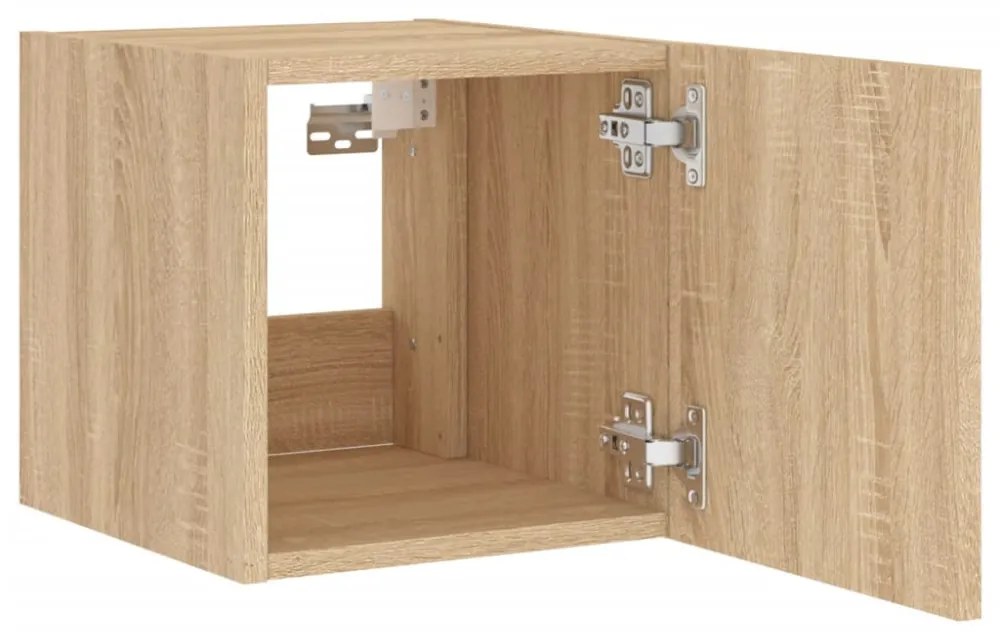 2 db sonoma tölgy színű fali TV-szekrény LED-del 30,5x35x30 cm