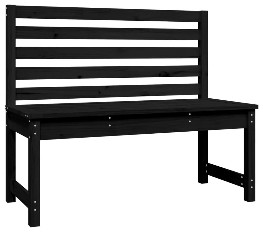 fekete tömör fenyőfa kerti pad 109 cm