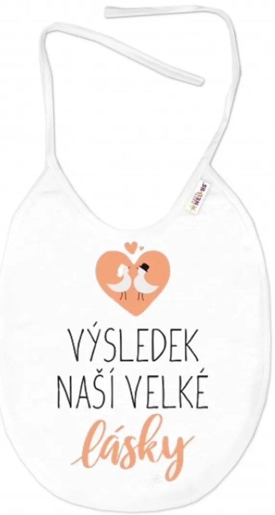 Vízálló előke, 24 x 27 cm - Nagy szerelmünk eredménye, Baby Nellys - fehér
