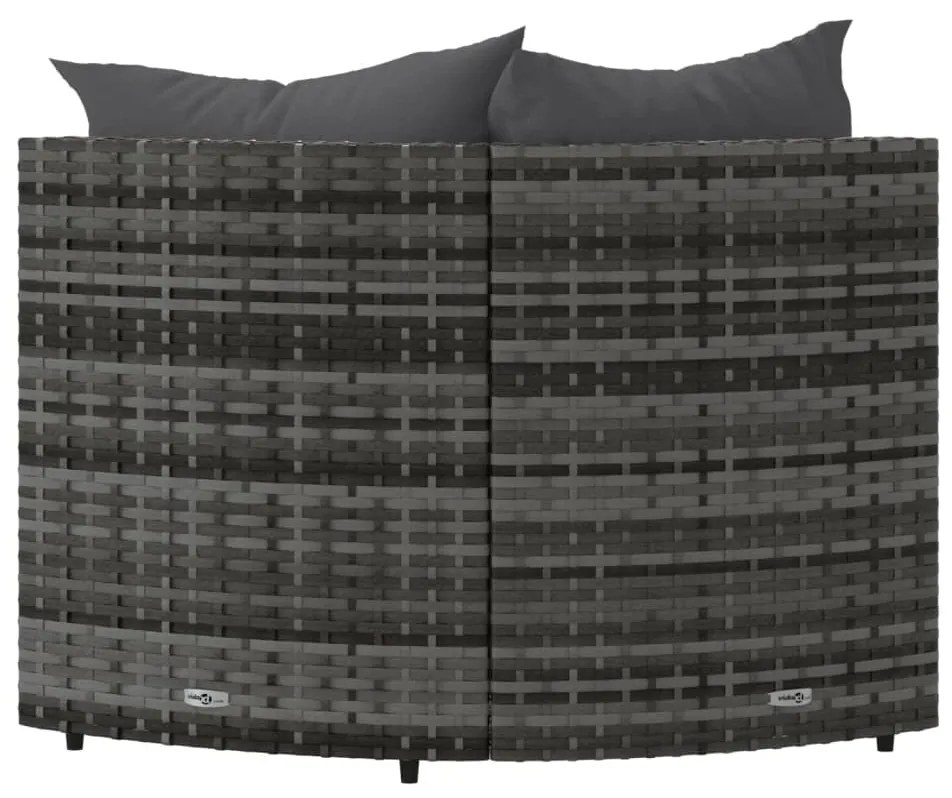 2 db szürke polyrattan kerti sarokkanapé párnával