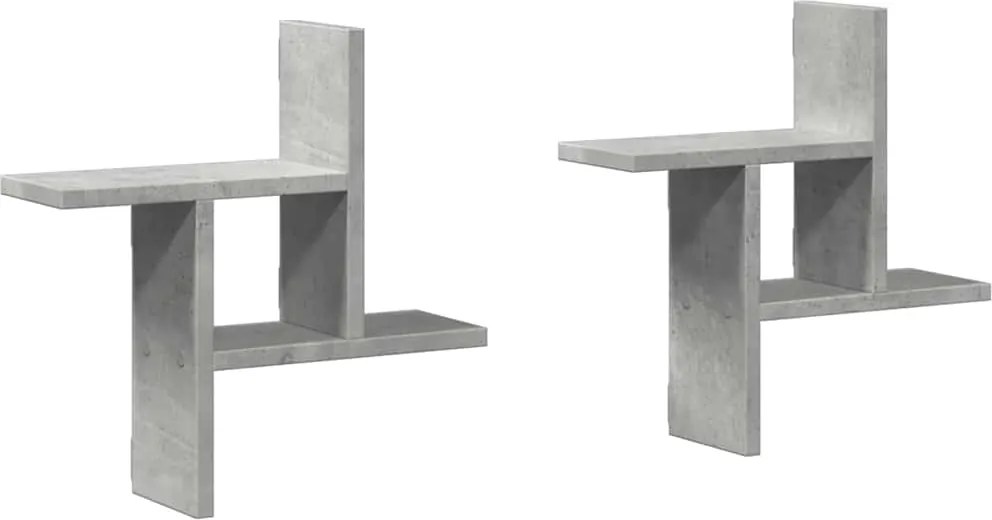 vidaXL 2 db betonszürke szerelt fa fali polc 38 x 12 x 38 cm