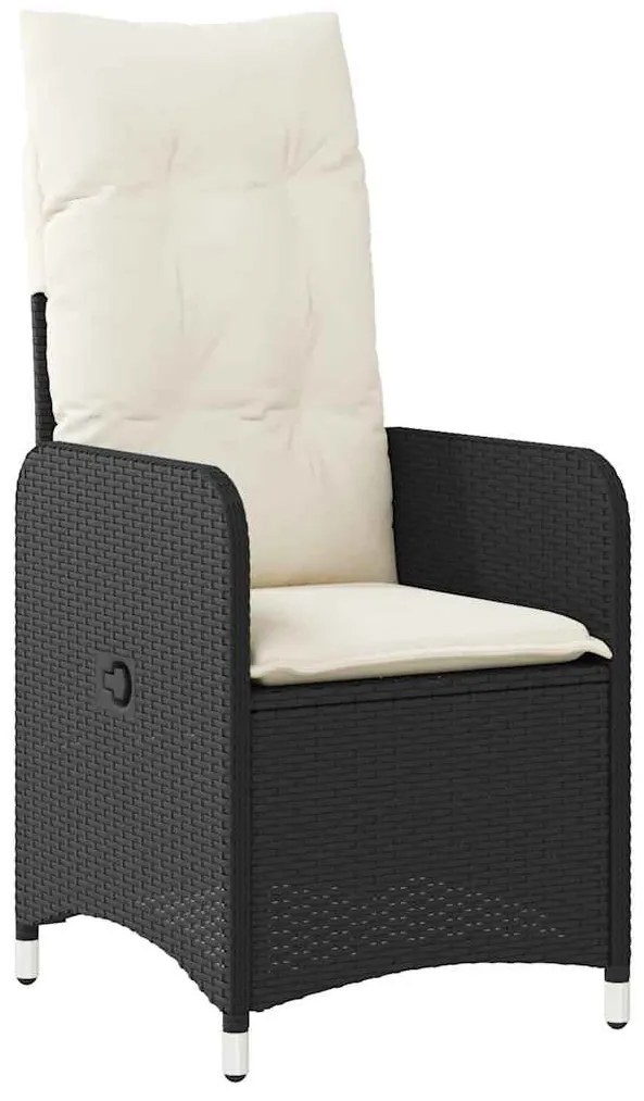 9 részes fekete polyrattan kerti bisztrógarnitúra párnákkal