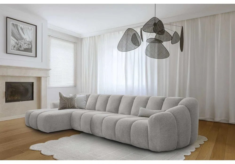 Világosszürke sarokkanapé (bal oldali-heverő résszel) Shell – Miuform