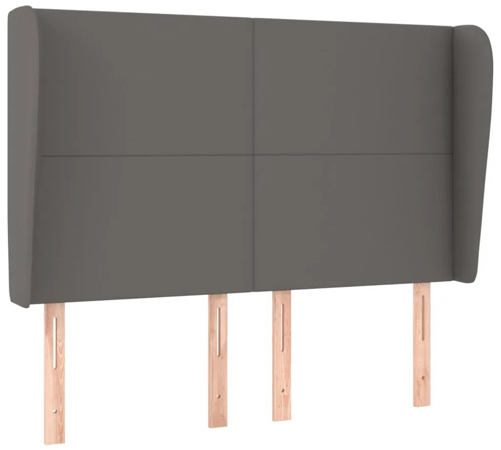 szürke műbőr fejtámla szárnyakkal 147 x 23 x 118/128 cm